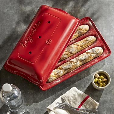 EH Baget Ekmek/Fırın Kabı Dikdörtgen 39 x 23 cm Kırmızı/Burgundy -345506