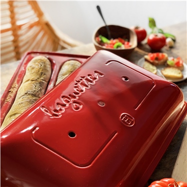 EH Baget Ekmek/Fırın Kabı Dikdörtgen 39 x 23 cm Kırmızı/Burgundy -345506